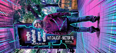 Transform this image into the style of Spider-Man: Into the Spider-Verse. Use high-contrast dynamic line art, halftone dot shading textures, bright neon paint drops, offset printing plate misalignment, and deep comic book shadows. Retain the character's facial features and posture but translate them into a stylized superhero or villain.